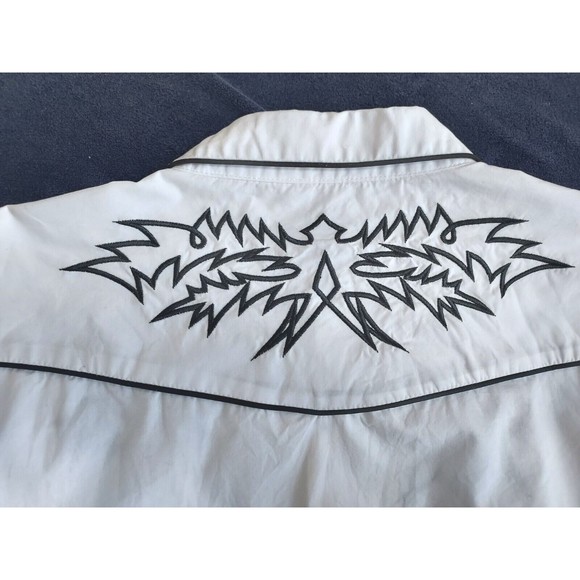 Mens Coofandy White W/Black Embroidery LS Western Cowboy Rodeo Shirt Size XXL - Picture 10 of 10